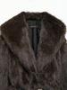 Damen dicker Lammwoll-Winterfellmantel, flauschig und warm