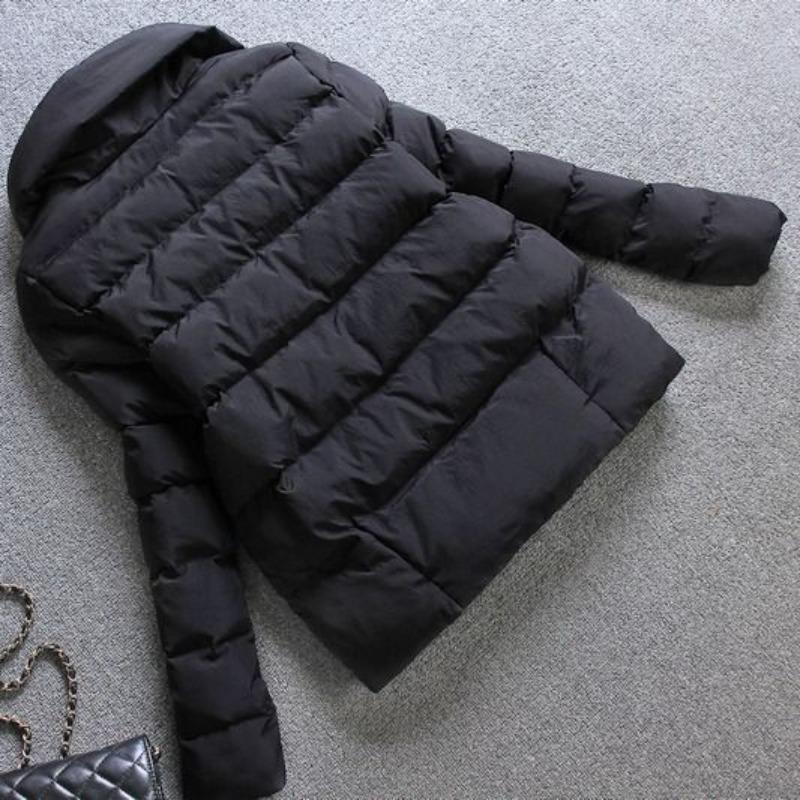 Winter Damenmode Kurz Daunen Baumwollgepolsterte Jacke Anzugkragen Reine Farbe Langarm Mantel Slim Parka Oberbekleidung
