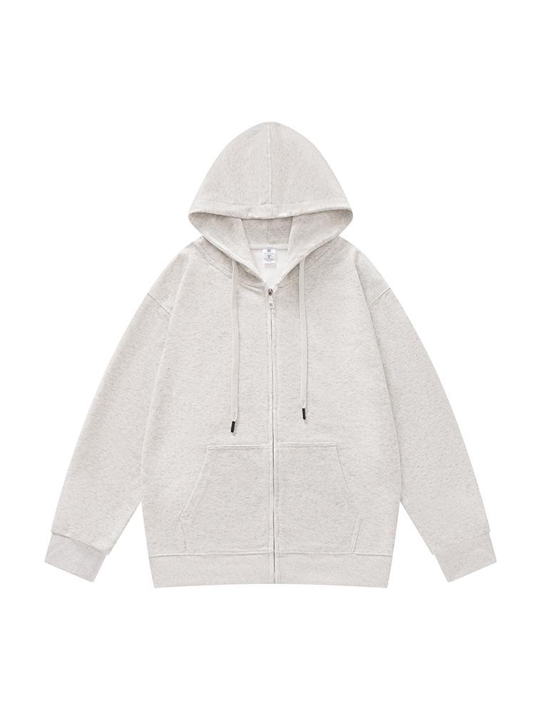 Fall Hooded Knit Cardigan Loose Zip Pocket Sweatshirt Unisex Casual Outerwear