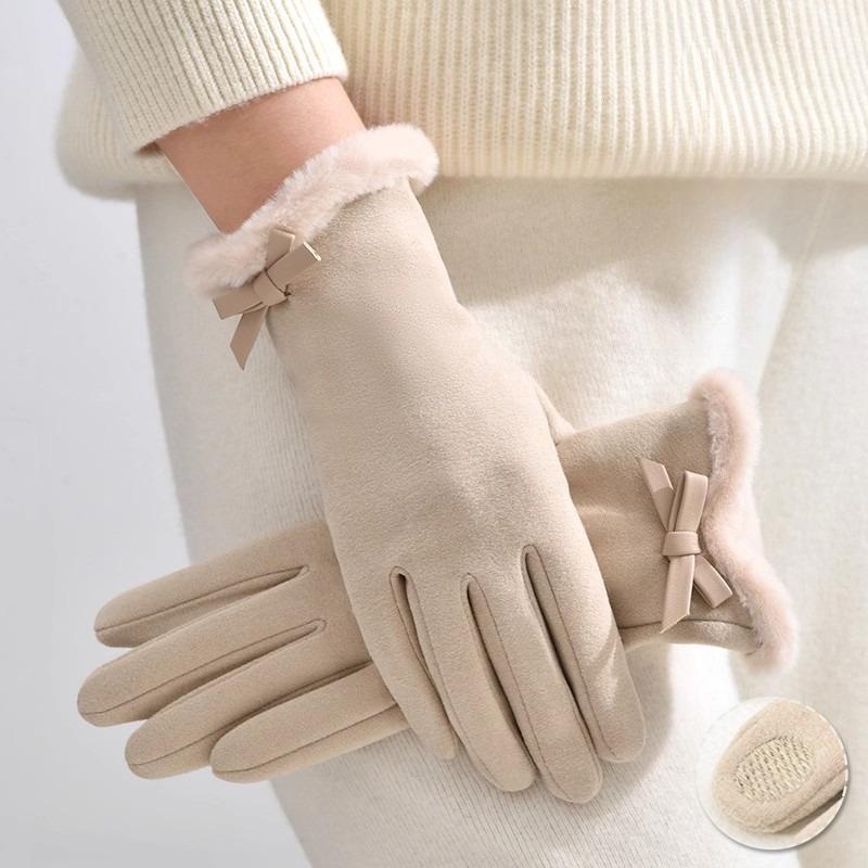 Gloves Winter Women Can Touch The Screen for Driving, Riding, Piled and Thickened Windproof and Cold-proof Warm Gloves