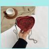 Heart Shaped Bag For Women Fashion Chain Chain Sparkling Mesh Crystal Summer Trendy Crossbody Purse For Daily Use