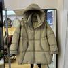 New Down Jacket Women's Medium and Long Puffs Feel Fashionable Large Size Loose Hooded Thickened Warm Tide