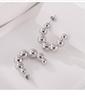 Retro Korean Style Titanium Steel Gradient C-Shaped Earrings with Small Steel Ball