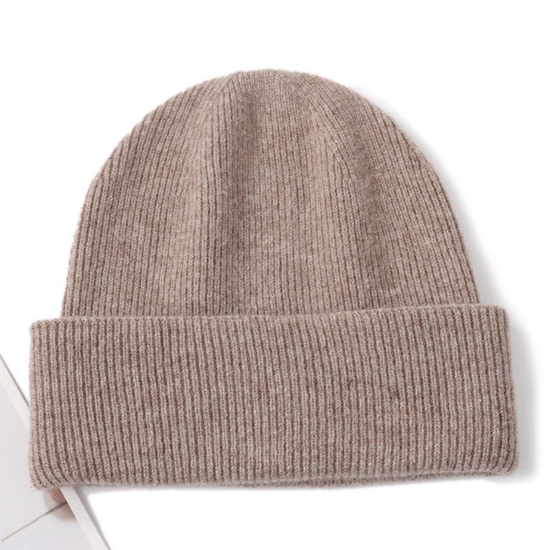 100%Wool Knitted Hat Unisex Soft Warm Luxury Cashmere Beanies Women Thick Warm Soft Slouchy Bonnet Windproof Ski SKullies Cap