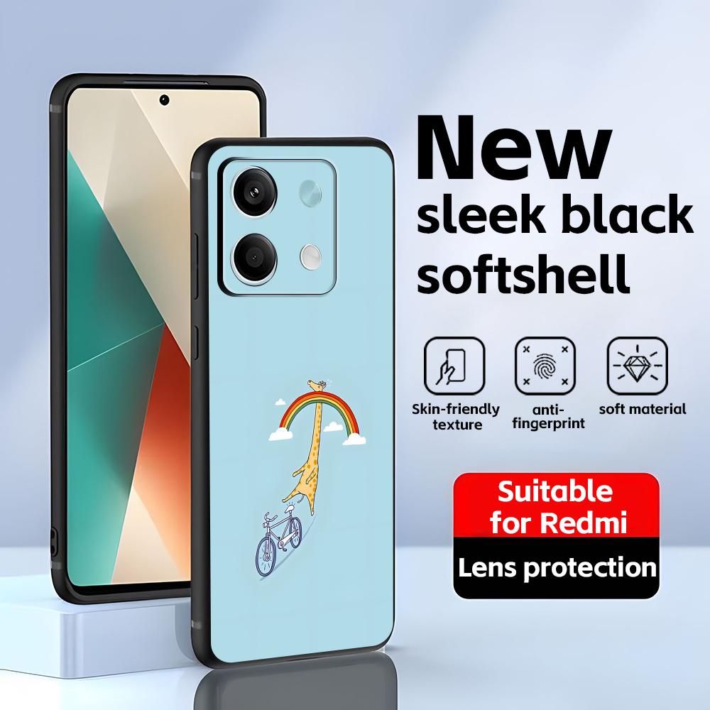 Süßes Giraffen-Handyhülle für Redmi Note 14 13 12 11 Pro Plus S 5G 14C A3 Weiche Schwarze Handyhülle
