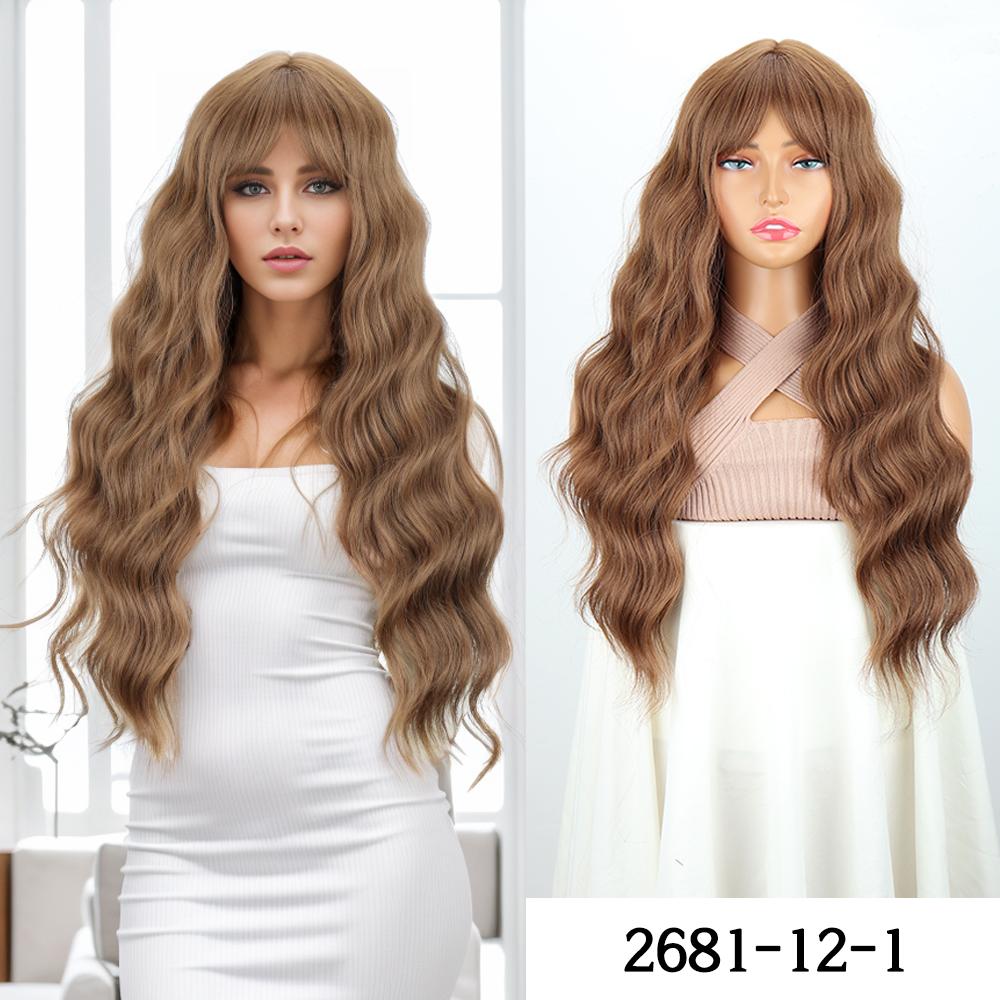 

MISSQUEEN парики с челкой, синтетические длинные натуральные волны, темно-фиолетовый парик для женщин, повседневные парики для косплея 65cm