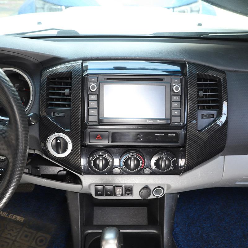 ABS Kohlefaser/Rot Für Toyota Tacoma 2011-15 Auto Mittelkonsole Klimaanlagenauslass Rahmen Aufkleber Auto Innenzubehör