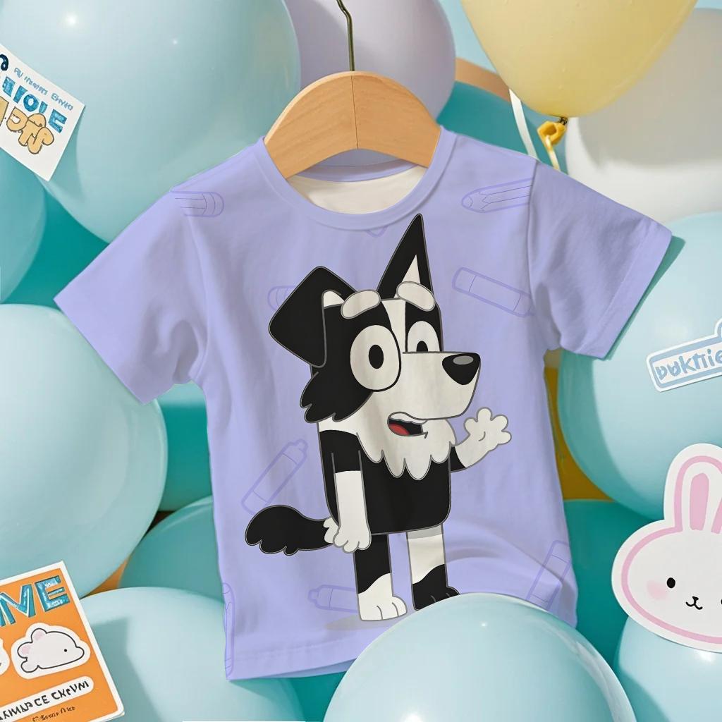 T-shirt Estiva 3D Manica Corta Bluey per Bambini, Fresca, Asciugatura Rapida, Stampa Cartoni Animati Anime, Maglietta Traspirante per Ragazzi e Ragazze 2026
