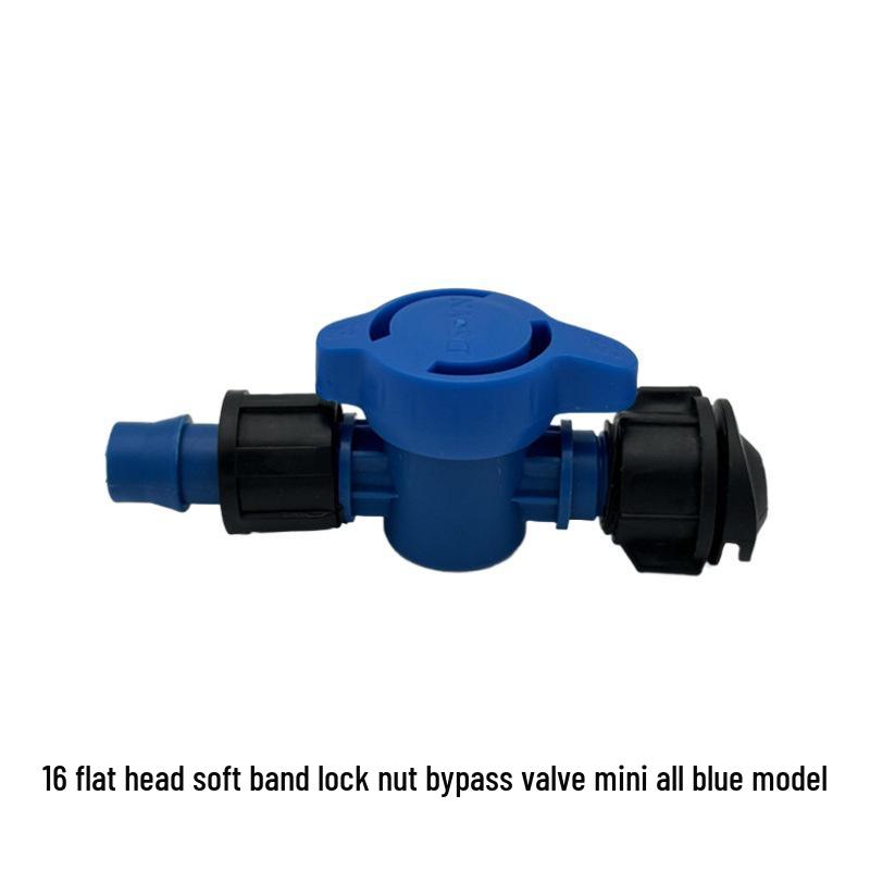 PE Pipe Valve Dripper, Greenhouse Drip Irrigation Connector with Switch Lock Nut and Bypass Male Thread Valve