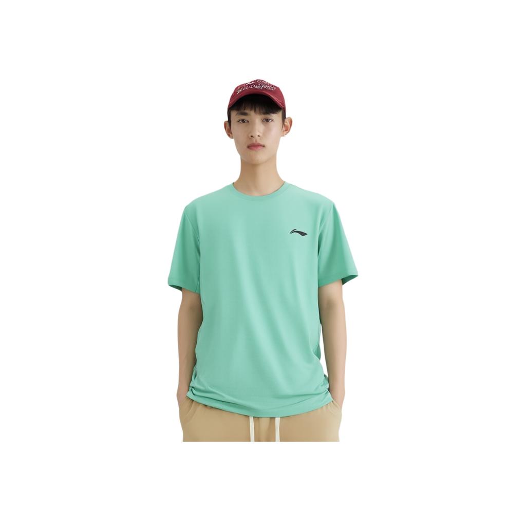 Li Ning Laufserie Einfarbiges Logo Rundhals Bequemes Atmungsaktives Kurzarm T-Shirt Herren Tops Mintgrün ATSU025-2
