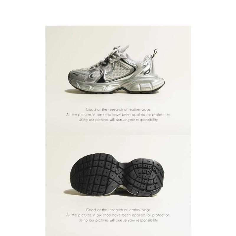 [Ziyan] Genuine Leather Sports Shoes, Thick-soled Heightening Dad Shoes, Women's Retro Old Color Matching Breathable Casual Shoes Tide