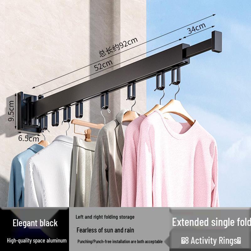 Wall-Mounted Retractable Aluminum Clothes Drying Rack for Balconies and Dorms