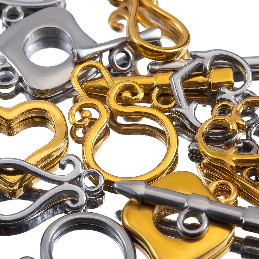 3sets/lot Stainless Steel Heart OT Toggle Clasp Hook Rings Connectors for DIY Necklaces Bracelets Accessories Jewelry Making