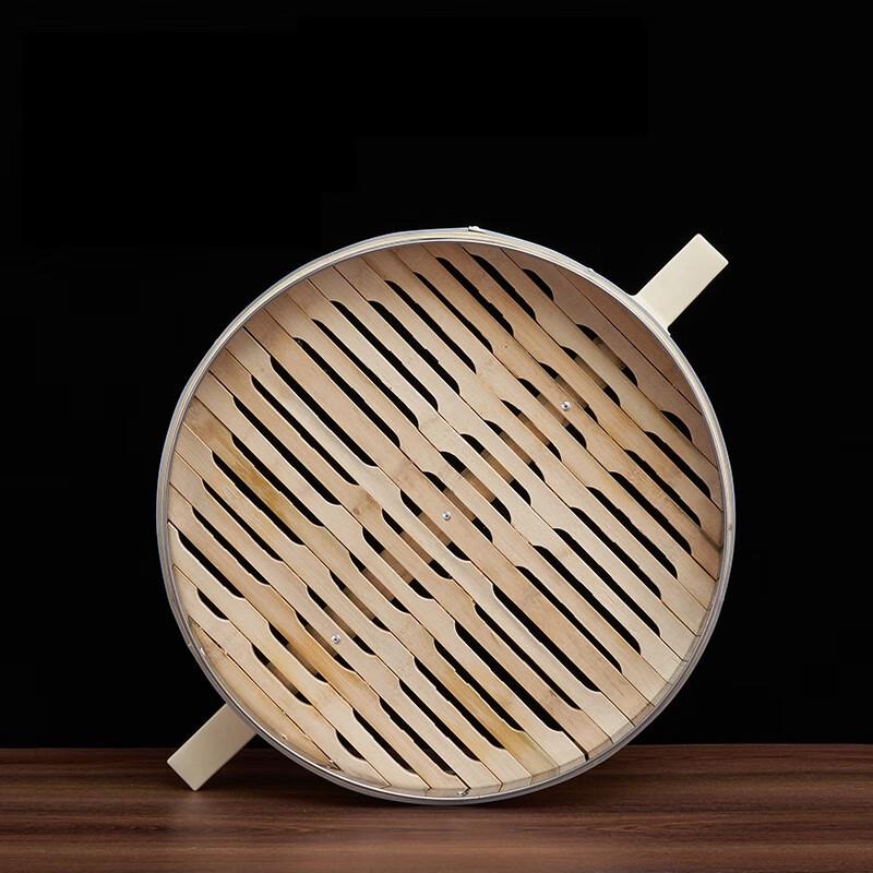ZISIZ Large Bamboo Steamer with Aluminum Edge