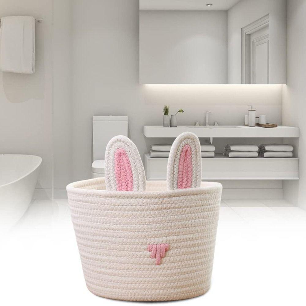 Woven Children Bunny Tote Basket Empty Living Room Organizer Easter Baskets for Kids