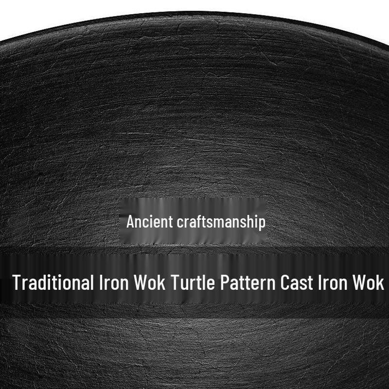 Klassischer runder Gusseisen-Wok mit flachem Boden zum Pfannenrühren