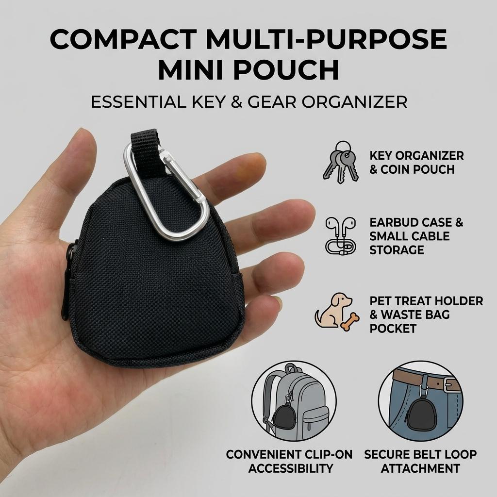Men's Mini Multifunctional Key Pouch Durable Nylon for Headphones Snacks Pet Supplies