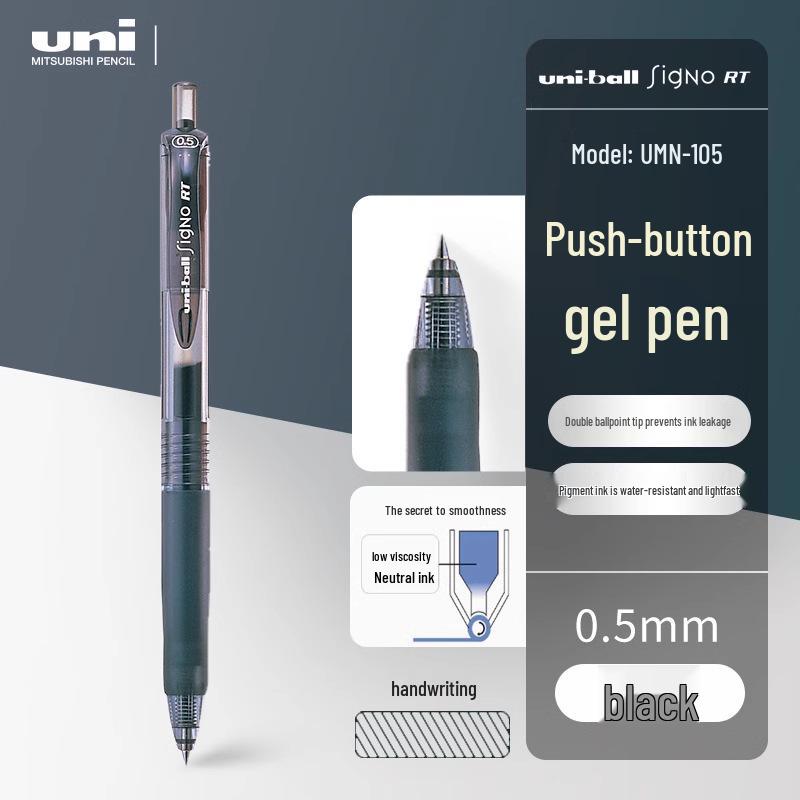Mitsubishi UMN-138/105 Click Gel Pen (0.38mm) & Ballpoint Pen (0.5mm) for Office/Student Use