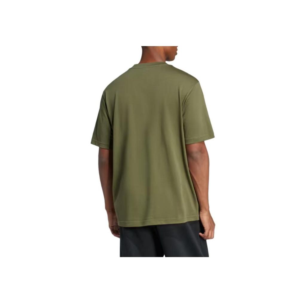 Adidas Logo Crew Neck Short Sleeve T-Shirt Men Tops Olive-Green JE8931