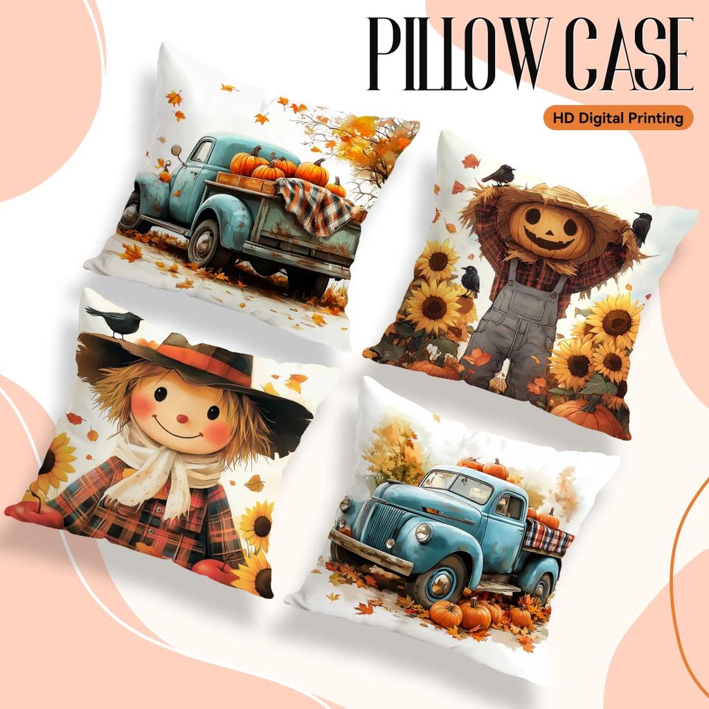 Autumn Rural Decor Pillowcase Cushion Polyester 45x45cm Throw Pillow Cover Sofa Chair Bed Cushion Cover Pillowslip Home Decor