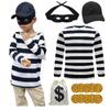 Film Sträfling Dieb Kinder Cosplay Kostüm Bankräuber Verkleidung Zubehör Set Halloween Karneval Party Kleidung Rollenspiel