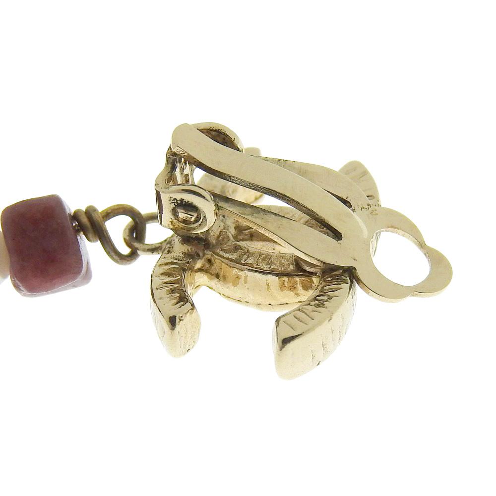 CHANEL COCO Mark Earring asymmetry pink/Money metallic/Colored stone 17.5g Women Used