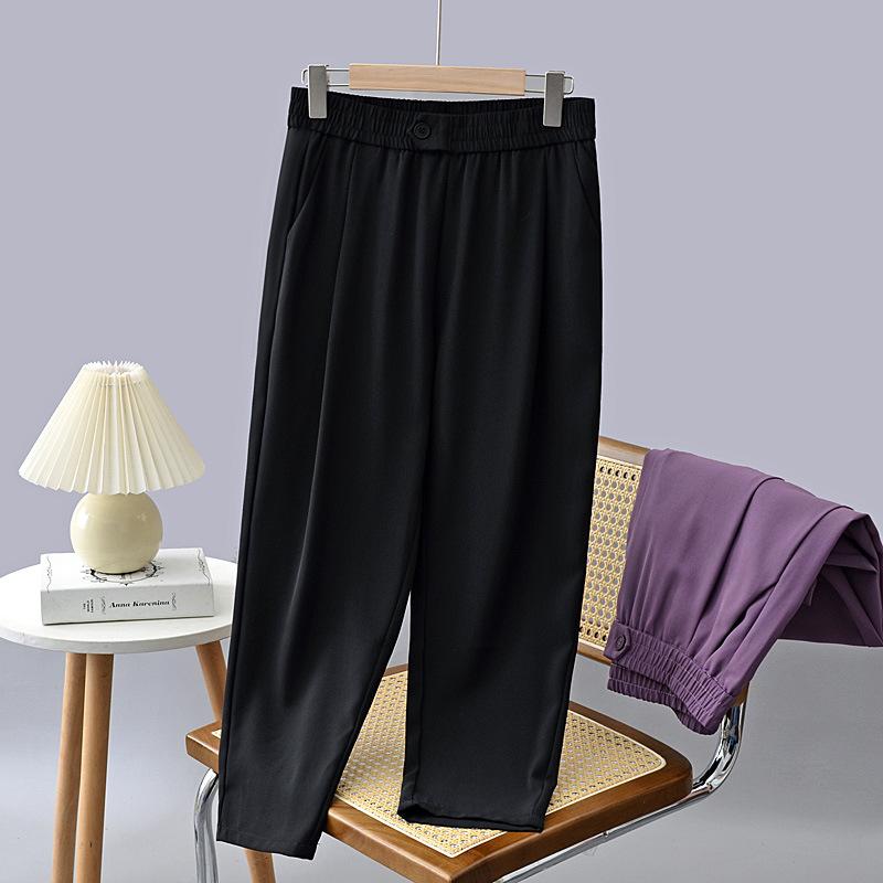 

Эластичные длинные брюки с высокой талией для женщин, однотонные базовые простые рабочие брюки, повседневные модные узкие рабочие брюки с пакетами, дышащие удобные брюки большого размера 4XL