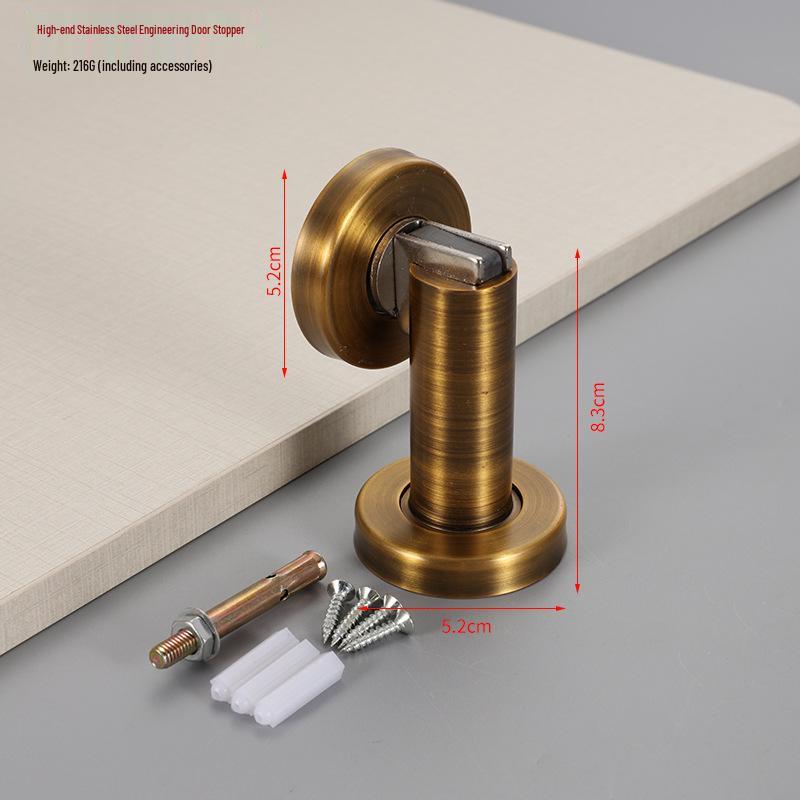 304 Stainless Steel Magnetic Door Stopper – Thickened Anti-Collision Design, High-Grade Black Wall Suction for Room
