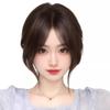 Women's Fluffy Clip-In Real Hair Top Wig with Natural Bangs to Cover Hairline and Conceal Gray Hair.