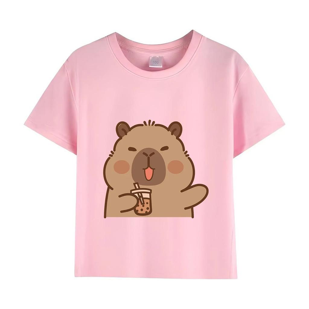 Summer Trend Capybara Printing Cute Children's Short-Sleeved T-Shirt Cute Comfortable Versatile Boy and Girl T-Shirt