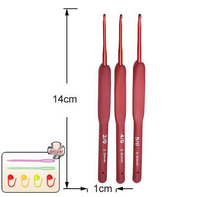 Red Soft Handle Crochet Tool Set for Handmade DIY Projects