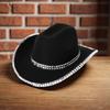 Plain Color Cowboy Hat with Rivet Trim Woman Proms Banquets Party Cowboy Hat Adult Teen Photography Western Hat