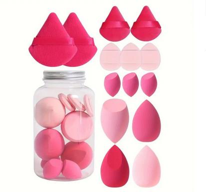 14Pcs Makeup Sponge Set Hydrophilic Polyurethane Pink Purple Brown Orange Black