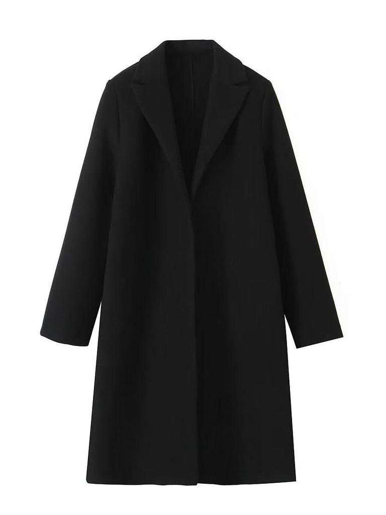Women's Solid Color Loose Slimming Long Coat - Autumn 2023 Collection