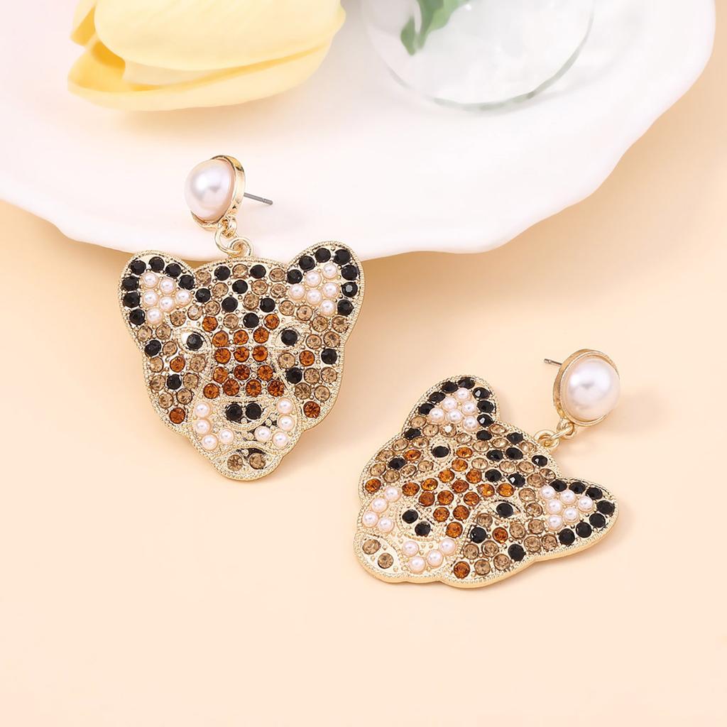 Simple and personalized full diamonds, Europe and the United States cartoon cute kitten earrings, women's dinner earrings