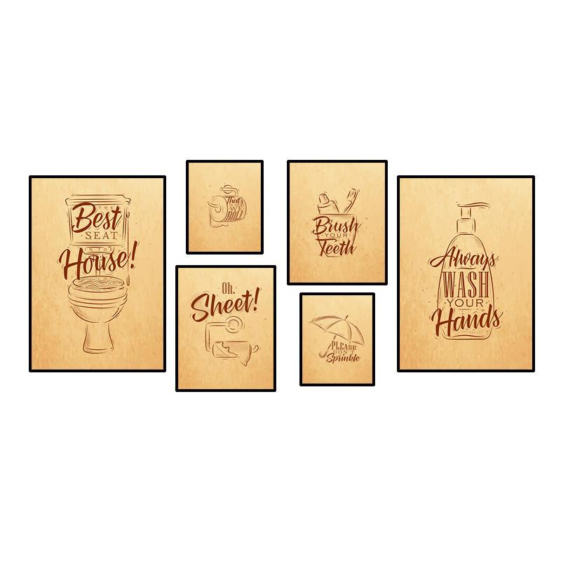 Zitat Bild Toilette Badezimmer Wanddekoration Leinwand Malerei Pinsel Leinwand Kunst Poster Mode Schwarz Weiß Waschraum Drucke HD2893