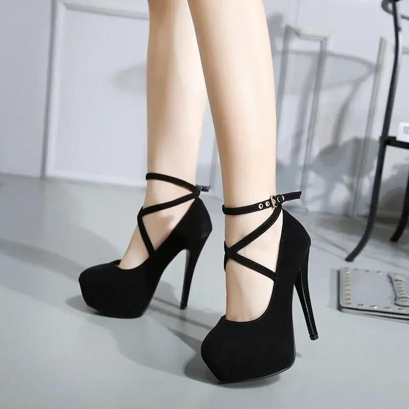 Sexy Classic High Heels Womens Sandals Summer Shoes Ladies Strappy Pumps Platform Heels Woman Ankle Strap Shoes  De Mujer