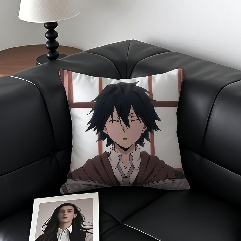 B-Bungo Stray Dogs Pillow Case Anti-Dustmite Pillowcase Invisible Zipper Silky Short Plush Sofa Cushion Cover