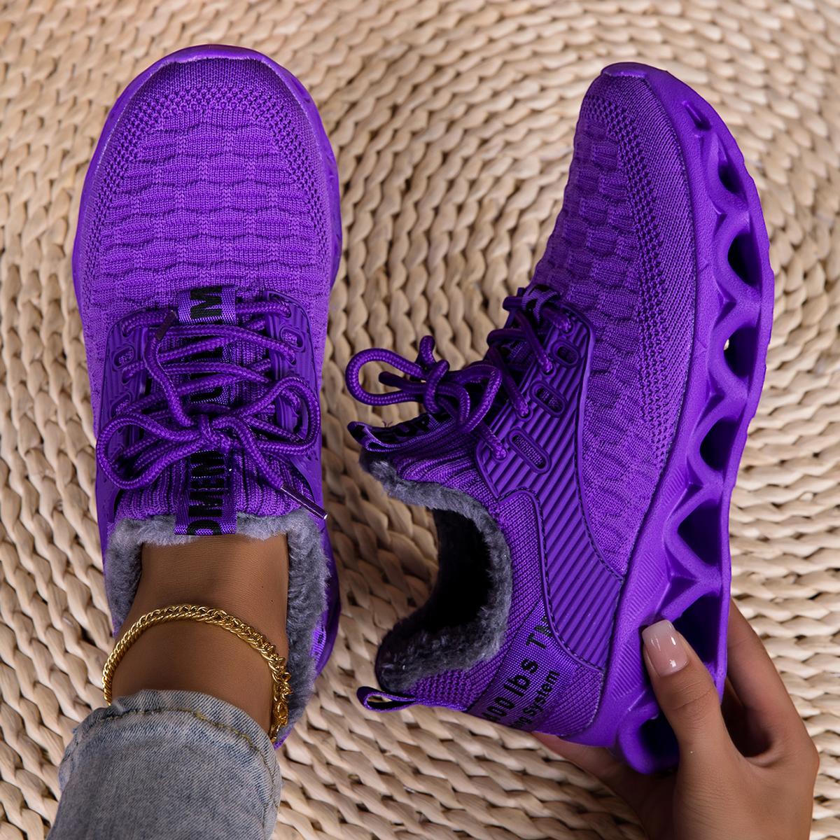 

Женские зимние бархатные теплые спортивные кроссовки для бега и повседневной носки, женские износостойкие амортизирующие кроссовки с лезвиями 36 фиолетовый