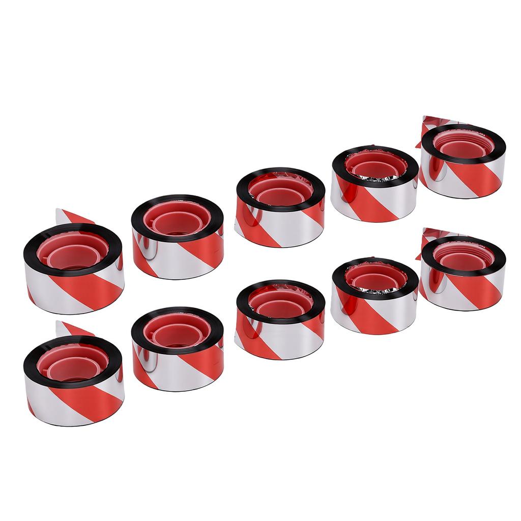 10 Stück Vogelscheuchband 2,4 cm x 50 m beidseitig reflektierendes Vogelband für Obstgarten Garten Bauernhof Rot Weiß