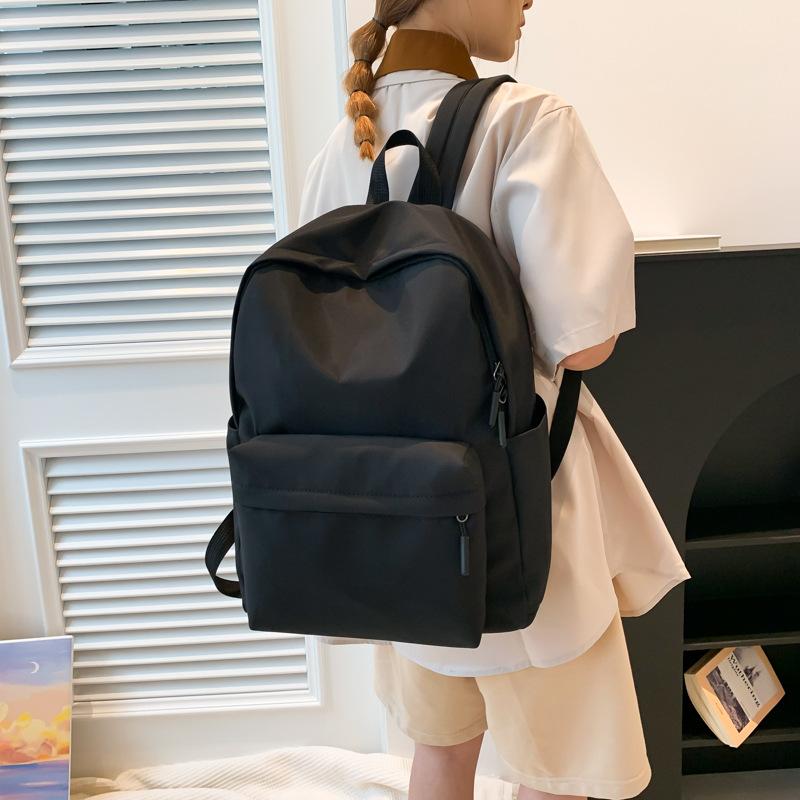 Large Capacity Casual Backpack New Solid Color Schoolbag Simple Storage Backpack