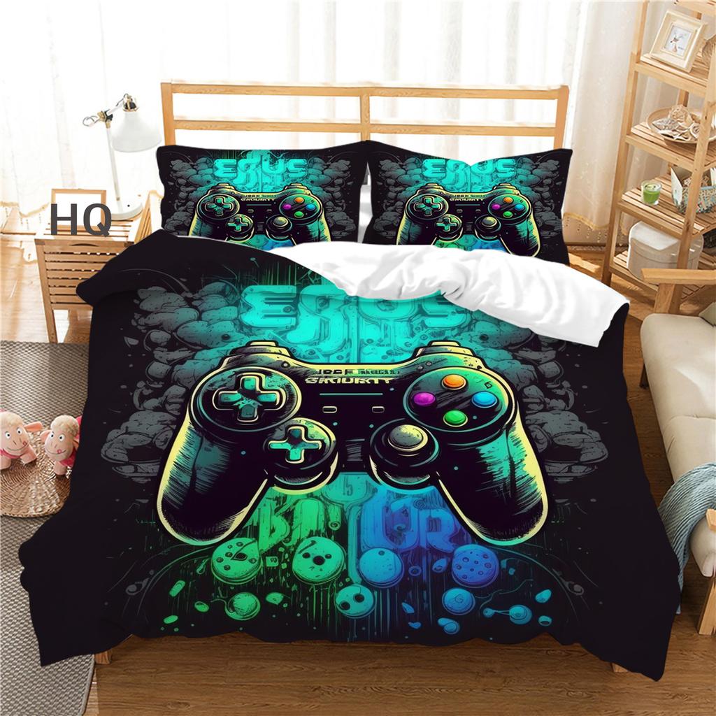 3D Player Bedding Game Handle Quilt Cover 2 or 3 Double Bed Single Bed Full-size Game Machine Printed Bedding Home Decoration