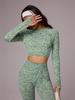 Nahtloses Yoga-Sportbekleidungsset: Langarmtop mit Daumenlöchern & Schlanke High-Waist-Hose mit Po-Lifting für Outdoor-Sport