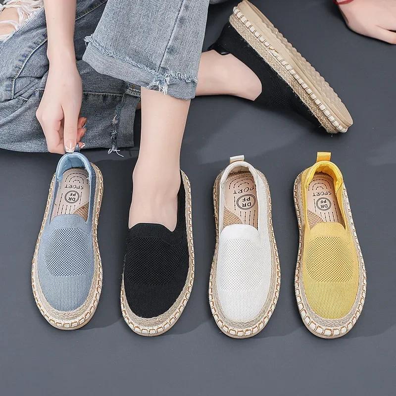 Womens Flat Slip On Canvas Summer Strap Loafers Ladies Casual Comfort Shoes Female Sneakers for Women Platform Loafers