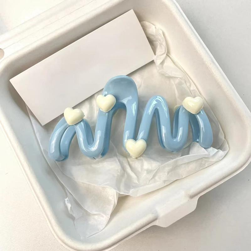 Roztomilá Jednoduchá Srdíčková Vlnitá Spona do Vlasů Sladká Univerzální Velká Spona do Vlasů pro Ženy Dívky Žraločí Spona Vlasové Doplňky Dárky