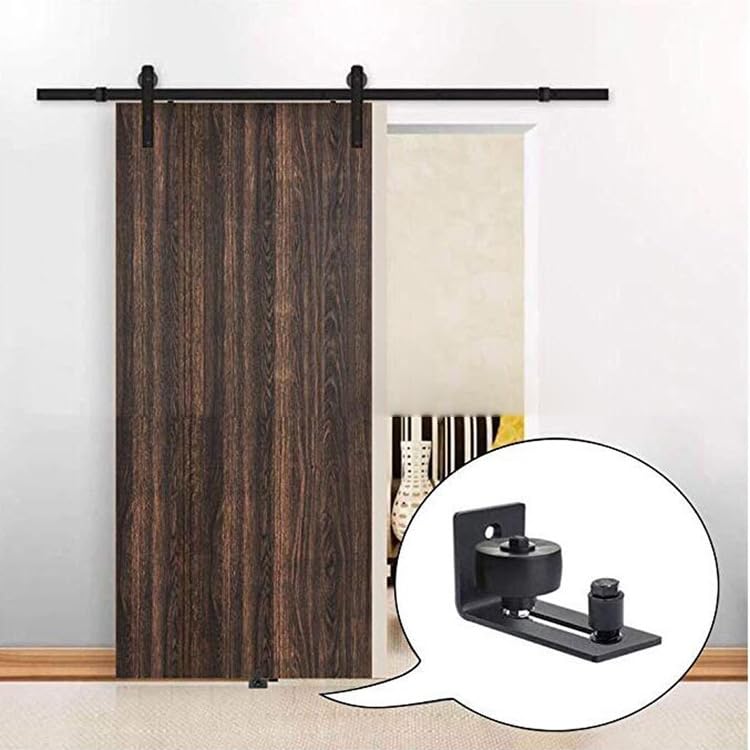 Sliding Barn Door Floor Guide, 8 Setup Options, Adjustable Stay Roller Guide, Black Wall