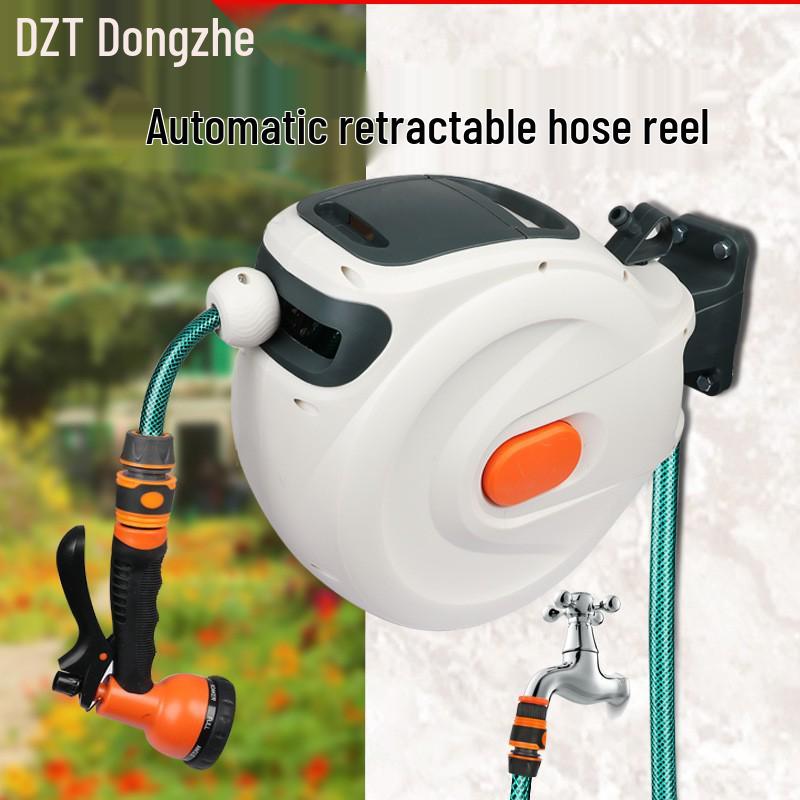 Automatischer aufrollbarer Schlauchaufroller für Hochdruck-Autowäsche mit Luft- und Wasserhaspel.