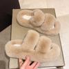 Fashion Candy Colors Fur Shoes Woman's Slippers Platform Peep Toe Slides Fashion Plush 2025 Luxury Fur Shoes Woman's Slippers Slides Can