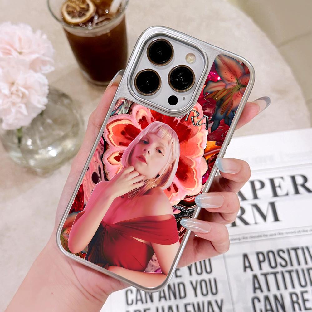 Aurora Aksnes Silver Plating Mobile Phone Case for iPhone 17 16 15 14 13 12 11 Air Pro Max Plus Colorful Cover