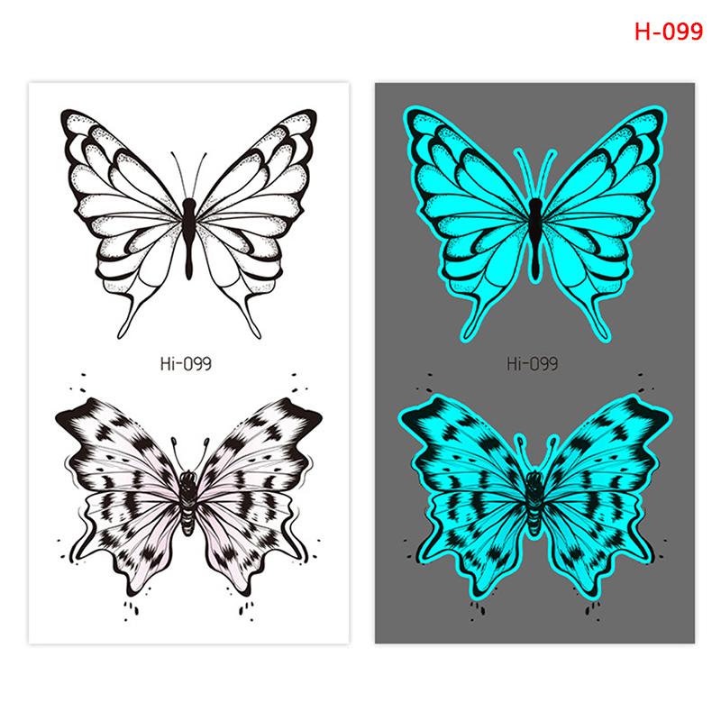 Butterfly Nightglow ajutise tätoveeringuga naiste kehakunstiga maalimise käe tätoveeringu kleebis